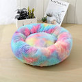 Miniatyrbillede 1 af 3: Farverig Plys Donut Formet Kæledyrs Seng Blue M