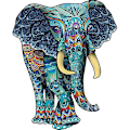Miniatyrbild 1 av 5: Träpussel Färgstark Elefant Djurform Vuxen Leksakspresent Hemdekoration A5