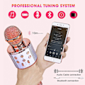 Miniatyrbild 5 av 5: Trådlös Karaokemikrofon, Portabel Bluetooth Karaokemikrofon med LED Discoljus, Lämplig för Barn/Vuxensång, (Roséguld)