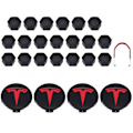 Miniatyrbild 1 av 5: Tesla Model 3 Y S X Hjulkapselkit Centerkapsel Nav Mutter Skydd Svart Röd Vit Grå Med 4 Centerkapslar 20 Mutter Skydd Black Red Matte