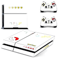 Pikkukuva 1 / 4: Puhtaan valkoinen PS4-pelikonsolin ja -ohjaimen suojatarra, täysi peittävä etulevy, tarra, yhteensopiva PlayStation 4 Dualshock 4 PS4 -suojatarran kanssa Qptm0418