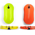 Miniatyrbillede 1 af 4: Svømmebøje Float, sikker svømmetræning, triatleter, kajakroning, snorkling, vandtæt svømmebøje med opbevaringsplads oppustelig tørpose lys farve svømme Saf Yellow And Orange