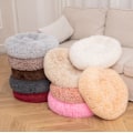 Miniatyrbilde 5 av 5: Hundehus Rundt Plysj Kattehus Kjæledyrhus Hundeseng Vinter Varmt Teppe Hundematte Kjæledyrprodukter Kjæledyrseng (Diameter 40cm, Hvit)