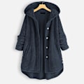 Miniatyrbillede 2 af 4: Dame Åben Front Hættetrøjer Langærmet Fleece Cardigans Moderigtigt Løst Varmt Overtøj Til Vinter Ny Purplish Blue M