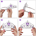 Pikkukuva 6 / 7: Prinsessa Elsan asusteet lapsille, sisältää punoksen, tiaran, hanskat ja taikakepin 6pcs - Purple