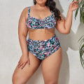 Miniatyrbild 3 av 5: Bikini för damer i oversize-modell, 2-delad, hög skärning, hög midja, justerbara axelband Black 2XL