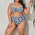Pikkukuva 3 / 5: Naisten Oversize Bikini 2-osainen Korkea Leikkaus Korkea Vyötärö Uima-asu Säädettävät Olkaimet Black XL