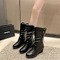 Miniatyrbillede 2 af 5: Sorte midcalf støvler til kvinder med lynlås, alsidige, komfortable, bløde sko til kvinder, afslappet brug, sort enkeltfor 38 Black Single Lining