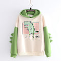 Miniatyrbillede 1 af 4: Dame Teen Piger Sød Dinosaur Langærmet Hættetrøjer Hætte Pullover Top Til Efterår Forår Green M