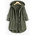 Miniatyrbillede 1 af 4: Dame Åben Front Hættetrøjer Langærmet Fleece Cardigans Moderigtigt Løst Varmt Overtøj Til Vinter Ny Army Green 3XL