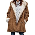 Miniatyrbild 1 av 4: Damkappa i Stora Storlekar Fleece Huvtröja Kofta Casual Långärmad Värmande Ytterkläder För Höst Vinter Brown L