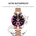 Miniatyrbillede 3 af 6: POEDAGAR Luksusur Top Mærke Mode Vandtæt Rustfrit Stål Diamant Dame Quartz Armbåndsur Montre Femme Smuk Purple Wine
