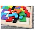 Miniatyrbild 4 av 4: Träklossar Pussel Hjärngympa Leksak Rysk Tangram Färgglatt Pusselspel