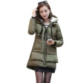 Miniatyrbilde 1 av 3: Dame Vinter Casual Løs Varm Tykk Foret Jakke Hette Genser Brød Stil Glidelås Frakk armygreen XXL