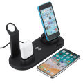 Miniatyrbilde 4 av 5: 6 i 1 trådløs Qi-lader for skrivebord, ørepropplader, klokkelader, telefonholder black