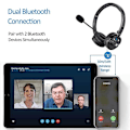 Pikkukuva 2 / 5: Ammattikäyttöön tarkoitettu lähetyskuuloke HD-puomimikrofonilla Bluetooth Softphone langaton kuuloke mikrofonilla ja melunvaimennuksella