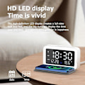 Miniatyrbild 2 av 5: Dimbar LED-display Nattlampa Väckarklocka med 15W Snabb Trådlös Laddare, Lämplig För iOS Och Android System