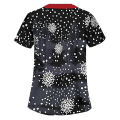Miniatyrbilde 2 av 3: Dame Jul Snømann Kort Ermet T-skjorte Sykehusuniform Sykepleier Skrubb Topper Black 3XL