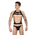 Miniatyrbild 4 av 4: Herr Juldräkt Stringtrosa Shorts Hängslen Bodysuit Leotard Herrstring Present Red L