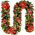 Miniatyrbillede 3 af 3: Juleguirlande med lys til julebryllupsfestdekoration Red with LED