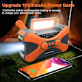 Miniatyrbilde 4 av 5: 10000mAh Nødradio Solcelle Håndsveiv Radio Bærbar AM/FM/NOAA Værradio med Telefonlader Lommelykt - Perfekt Orange