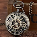 Miniatyrbillede 1 af 4: Steampunk Retro Hul Gearbevægelse Mekanisk Lommeur Skelet Håndoptræk FOB Ure