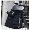 Miniatyrbillede 1 af 2: Dame Pufferjakke Vinter Lang Frakke Almindelig Pasform Varm Basic Casual Jakke Black L