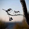 Pikkukuva 2 / 5: Courtyard Art Puu Lintu Eläin Taide Puutarha Metalli Puu Ruostumaton Teräs Taide Metalli Lintu