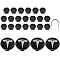 Miniatyrbild 1 av 5: Tesla Model 3 Y S X Hjulkapselkit Centerkapsel Nav Mutter Skydd Svart Röd Vit Grå Med 4 Centerkapslar 20 Mutter Skydd Black Silver Matte