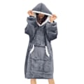Miniatyrbillede 2 af 5: Flannel Hætteklæde Tæppe, One Size dark gray