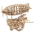 Miniatyrbild 1 av 3: Robotime 229-bitars beige trä luftskepp byggsats