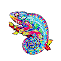 Miniatyrbillede 1 af 5: Unik Form Træpuslespil Jigsaw DIY Hjernetræning Pædagogisk Legetøj Chameleon A3