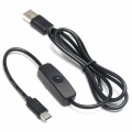 Miniatyrbilde 1 av 3: 3a USB Type C-kabel med av/på-bryter Strømknapp Raspberry Pi Telefonlading