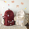 Miniatyrbild 4 av 5: Dam Ryggsäckar Vattentätt Tyg Rucksack För Tonårsflickor Skolväska Student Bokväska Resa Beige