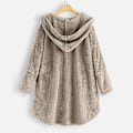 Miniatyrbillede 3 af 4: Dame Åben Front Hættetrøjer Langærmet Fleece Cardigans Moderigtigt Løst Varmt Overtøj Til Vinter Ny Apricot 4XL