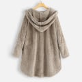 Miniatyrbillede 3 af 4: Dame Åben Front Hættetrøjer Langærmet Fleece Cardigans Moderigtigt Løst Varmt Overtøj Til Vinter Ny Apricot 5XL