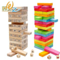 Miniatyrbild 3 av 5: 54 st Trä Regnbåge Jenga Spel Träleksaksblock