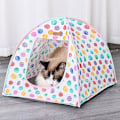 Miniatyrbillede 2 af 4: Kæledyrs Regnbue Prik Telt Åndbar Kat Hundekurv Foldbar Kæledyrs Sovepude Kattehus Kennel Indendørs Kæledyr