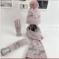 Miniatyrbilde 2 av 3: 3 stk. Lue Skjerf Hanske Vinter Jul Varmere Skjerf Strikkede Beanies Elgmønster Skjerf Kvinner Menn Tykkere Myke Skjerfsett Unisex