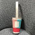 Miniatyrbild 1 av 5: Färgkontrastskarvning Mjölktepåse Färgmatchande Mode Handhållen Koppskydd Mjölkte Liten Ficka Dryckespåse Kaffe Red and green
