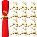 12 st Älg Julservettringar Guld Färg Rensa Servettringar Set Jul Älg Servett Spännen för Servett Placering Bord