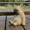 Miniatyrbillede 3 af 4: Sovende Fransk Bulldog Hvalpe Statue Resin Plæneskulptur Super Sød Have Gård Dekoration B