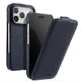 MELKCO Vertikalt flippdeksel i ekte kuskinn + PC til iPhone 17 Pro Max (MagSafe-kompatibelt) Blue