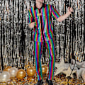 Miniatyrbilde 3 av 6: Herre 70-talls 80-talls Glitrende Paljett Skjorter Metallisk Party Kostyme Kort Ermet Knappe Skjorte Morsom Nattklubb T-skjorte Mørke Striper S Dark Stripes