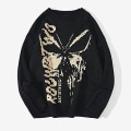 Miniatyrbillede 2 af 3: Dame Sweater Sommerfugl Jacquard Løs Casual Pullover Moderigtig Varm Sweater Til Vinter Julegave Black S