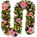 Miniatyrbilde 1 av 2: Julekrans med lys for julebryllupsfestdekorasjon pink with LED