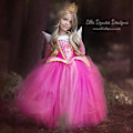 Miniatyrbild 4 av 5: Prinsessklänning Regnbåge Tyllklänning Födelsedag Barnkläder pink 150cm