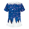 Miniatyrbilde 2 av 3: Dame Jul Snømann Kort Ermet T-skjorte Sykehusuniform Sykepleier Skrubb Topper Blue Snowflake XL
