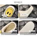 Miniatyrbild 5 av 5: Smiley tofflor, retro mjuka plysch lätta tofflor slip-on mysiga inomhus utomhus tofflor Black 8 wide