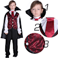Miniatyrbild 2 av 3: Gothic Vampyrdräkt Deluxe Set För Pojkar, Barn Jul Halloweenfest Medium